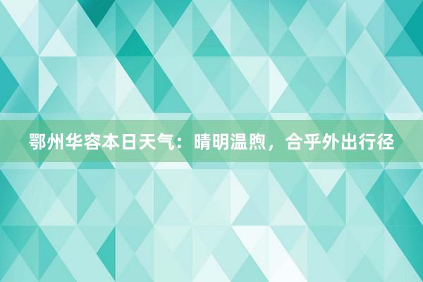 鄂州华容本日天气：晴明温煦，合乎外出行径